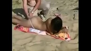 My horny bitch having fun with stranger at beach