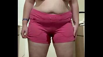 Girl pisses booty shorts