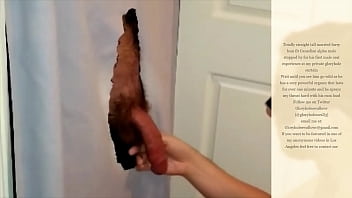 Watch me suck and swallow this hot muscled hairy straight man at my gloryhole curtain