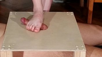 Domina bare feet cock stomping & footjob with huge cumshot pt2 HD