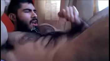 Beefy Hairy Man Cums into his Mouth
